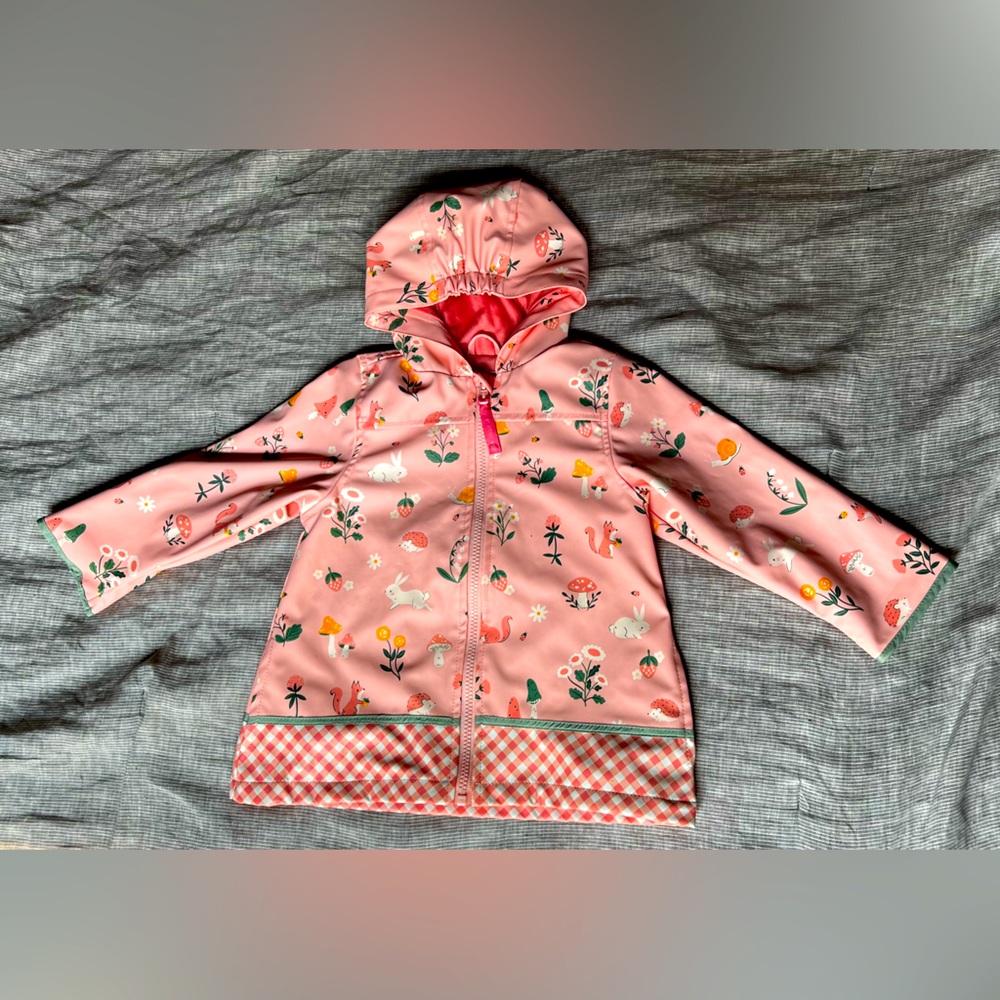Charming Pink Floral Kids Raincoat